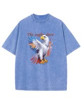 Damska koszulka oversize efekt sprania Zwierzęta Orzeł Król Niebieska XL