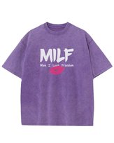 Damska koszulka oversize MILF - efekt sprania Fioletowa M