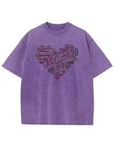 Damska koszulka oversize Muzyka Serce Walentynki Fioletowa 3XL