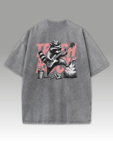 Damska koszulka oversize Trash Rock Szop Pracz sprana Szary XL