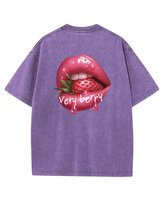 Damska koszulka oversize Very Berry - efekt sprania Fioletowa XL