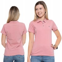 Damska Koszulka Polo Bawełniana T-Shirt Polówka Z Kołnierzykiem Moraj L Pink
