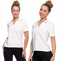 Damska Koszulka Polo T-Shirt Polówka Z Kołnierzykiem Wygodna Moraj M White