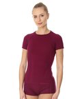 Damska koszulka termoaktywna Brubeck Active Wool Women's T-Shirt | ŚLIWKOWY L&nbsp;-&nbsp;BRUBECK
