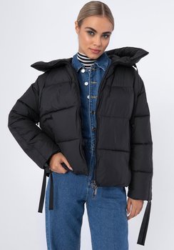Damska kurtka oversizowa pikowana ze ściągaczami na rękawach czarna XL - WITTCHEN