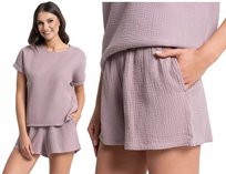 Damska Piżama Muślinowa z Krótkim Rękawem i Spodenkami Bawełniana MORAJ XL