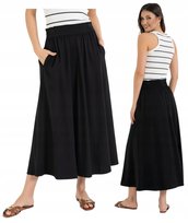 Damska Spódnica Maxi Wiskozowa Luźna Przewiewna Klasyczna CZARNA MORAJ 3XL