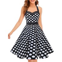 Damska Sukienka Koktajlowa Midi Retro Lata 50 Vintage Czarna w Kropki XXL Inna marka