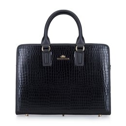 Damska torba na laptopa ze skóry croco z metalowymi nóżkami 15-4-230-1