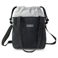 Damska torebka A4 lub A5 - Materiałowa torba na ramię z wewnętrzną kieszonką jako torba na zakupy beżowe czarno – szary