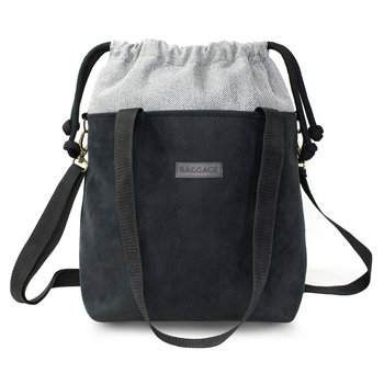 Damska torebka A4 lub A5 - Materiałowa torba na ramię z wewnętrzną kieszonką jako torba na zakupy beżowe czarno – szary - Amazinggirl