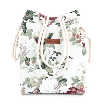 Damska torebka A4 lub A5 - Materiałowa torba na ramię z wewnętrzną kieszonką jako torba na zakupy beżowe kwiaty - Amazinggirl