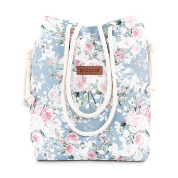 Damska torebka A4 lub A5 - Materiałowa torba na ramię z wewnętrzną kieszonką jako torba na zakupy kwiaty szara - Amazinggirl