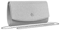 Damska torebka Rovicky kopertówka wieczorowa brokatowa listonoszka łańcuszek, srebrny