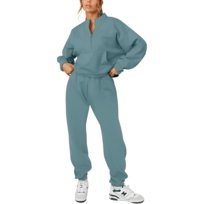 Damski Komplet Dresowy Bluza Spodnie Bawełna Sportowy Stylowy Zielony XL