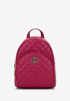 Damski plecak z pikowanej skóry z ozdobnym monogramem różowy - WITTCHEN