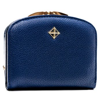 Damski portfel eko Milano Design modna portmonetka na zatrzask bigiel na karty, granatowy - Milano Design