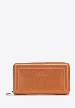 Damski portfel skórzany z ozdobnym brzegiem duży pomarańczowy - WITTCHEN