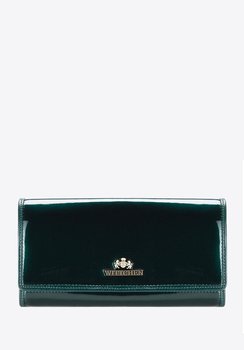 Damski portfel ze skóry lakierowany duży ciemny zielony - WITTCHEN