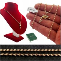 DAMSKI POZŁACANY ŁAŃCUSZEK STAL 316L ZAWIESZKA DELFINEK / Z OKAZJI ROCZNICY