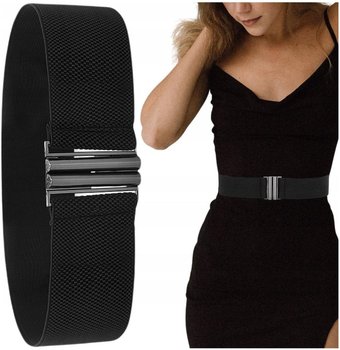 Damski szeroki CZARNY Pasek do Talii elastyczny - Edibazzar