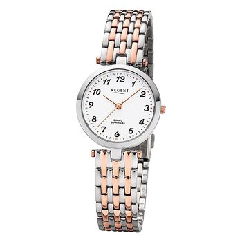 Damski zegarek analogowy Regent z metalową bransoletą w kolorze srebrnym, różowo-złotym URF1324 - Regent