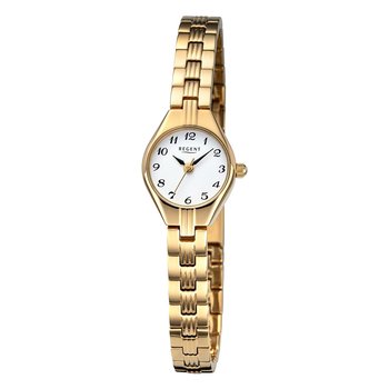 Damski zegarek analogowy Regent z metalową bransoletą w kolorze złotym URF1470 - Regent
