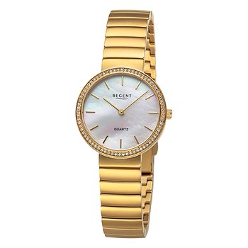 Damski zegarek analogowy Regent z metalową bransoletą w kolorze złotym URF1506 - Regent