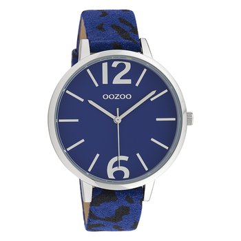 Damski zegarek na rękę Oozoo Timepieces analogowy skórzany niebieski czarny UOC10195 - Oozoo