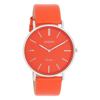 Damski zegarek na rękę Oozoo w stylu vintage, analogowy, skórzany, czerwono-pomarańczowy UOC20320 - Oozoo