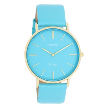Damski zegarek na rękę Oozoo w stylu vintage, analogowy, skórzany, niebieski UOC20323 - Oozoo