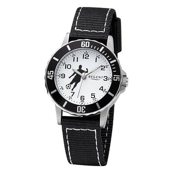 Damski zegarek na rękę Regent z analogowym paskiem tekstylnym czarno-białym URF1374 - Regent