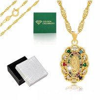 Damski Złoty Łańcuszek + Medalik Matka Boska + Dedykacja Prezent Dla Niej