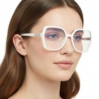 Damskie Białe Okulary Zerówki do KOMPUTERA Blue Light OPRAWKI POLARZONE