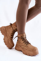 Damskie Botki Trapery Memory Foam Big Star KK274366 Beżowe-38