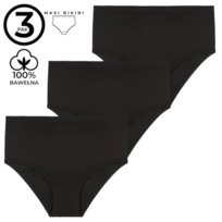 Damskie figi maxi bawełniane majtki wysoki stan klasyczne czarne 3-pak XL Moraj