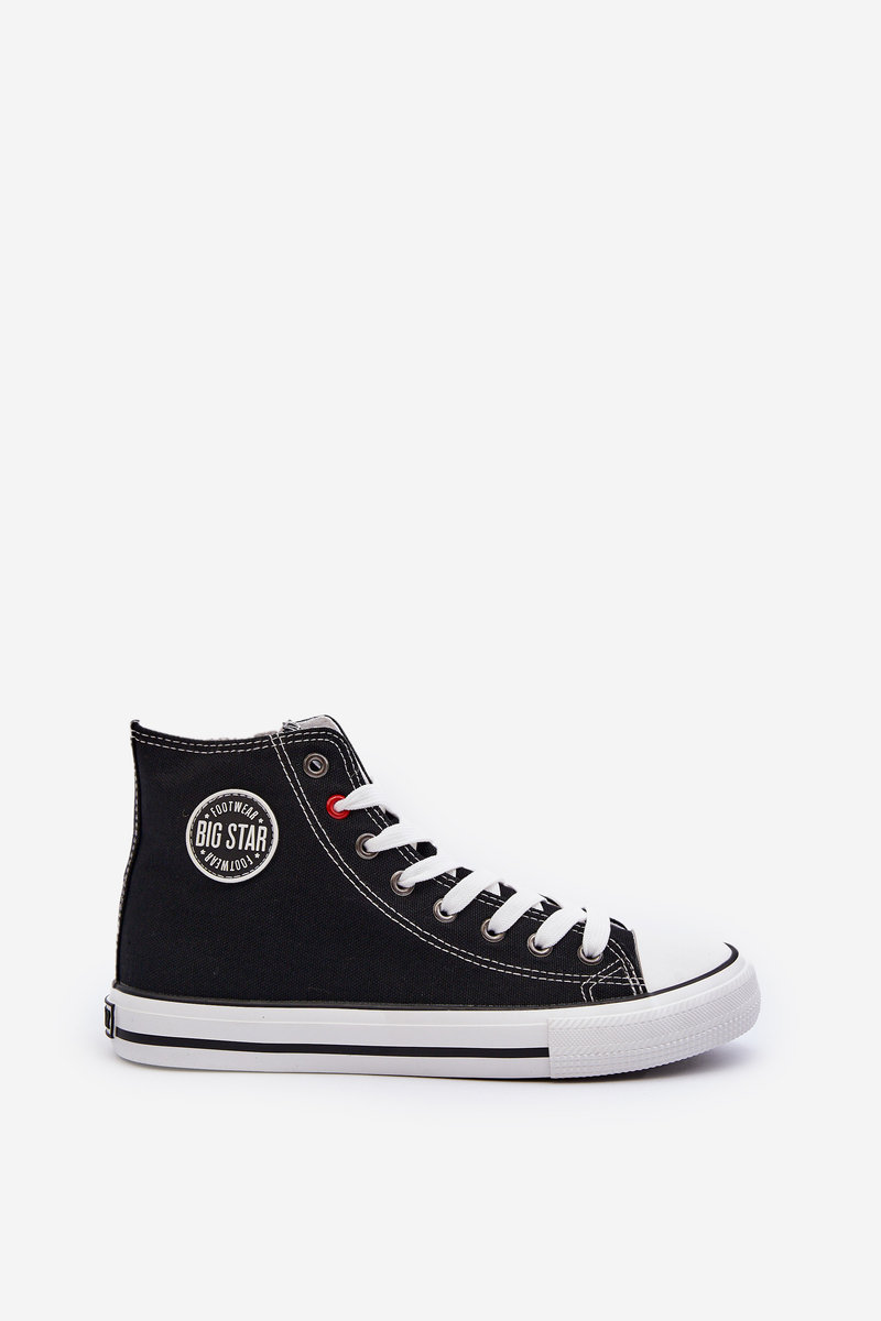 Damskie Klasyczne Wysokie Trampki Big Star T274027 Czarne-40