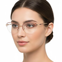 Damskie okulary żyłkowe zerówki oprawki korekcyjne kocie oczy Flex 898C złoty/bordo