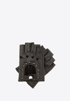 Damskie rękawiczki skórzane bez palców z perforacją czarne M - WITTCHEN
