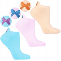 Damskie Skarpetki Stopki z Haftowaną Kokardką Bawełniane 3-pary MORAJ 35-38