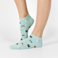 Damskie Skarpetki Z Kotami - Kocie Mordki - Turkusowe CandySox