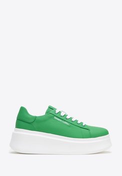 Damskie sneakersy ze skóry na grubej podeszwie klasyczne zielone 38 - WITTCHEN