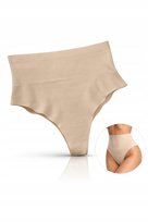 Damskie stringi modelujące beżowe wysoki stan efekt wyszczuplenia M/L