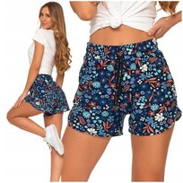 Damskie Szorty Gumka w Pasie Wiązane Luźne Klasyczne Letnie Modne MORAJ S/M