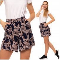 Damskie Szorty Gumka w Pasie Wiskoza Eleganckie Klasyczne Wzorek MORAJ M Moraj