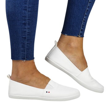 DAMSKIE TENISÓWKI WSUWANE SLIP ON BUTY SPORTOWE 7655 BIAŁE - NEWS