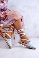 Damskie Wiązane Espadryle Big Star JJ274863 Niebieskie-38 Big Star
