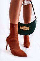 Damskie Wysokie Botki Ze Skarpetą Na Szpilce Camel Luisell-39