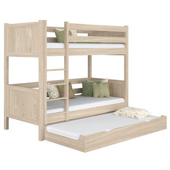 Dębowe łóżko piętrowe z szufladą na materac N02 dąb bielony 80x200 - N-Wood