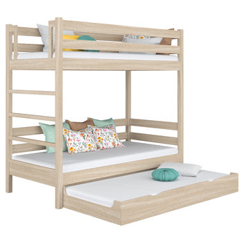 Dębowe łóżko piętrowe z szufladą na materac N03 dąb bielony 90x180 - N-Wood